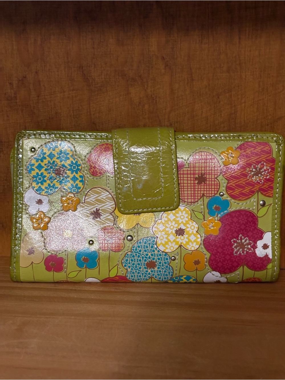 Fossil Multicolor Floral Green Leather Wallet